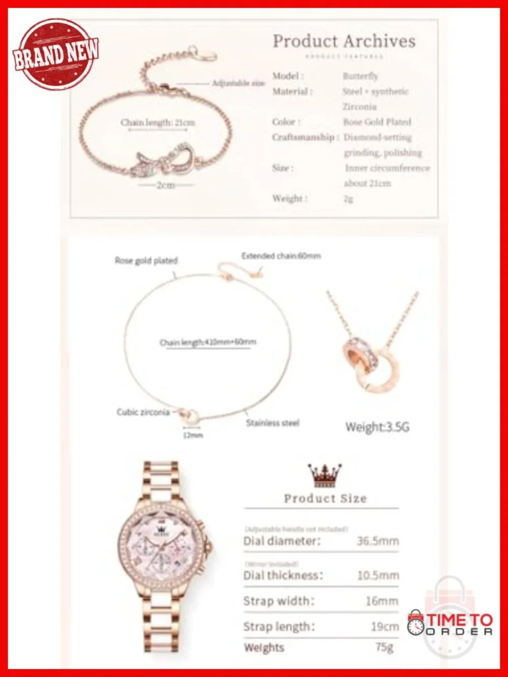 Elegant Luxury Dress Watch Set with Diamond Bezel and Ceramic Strap,